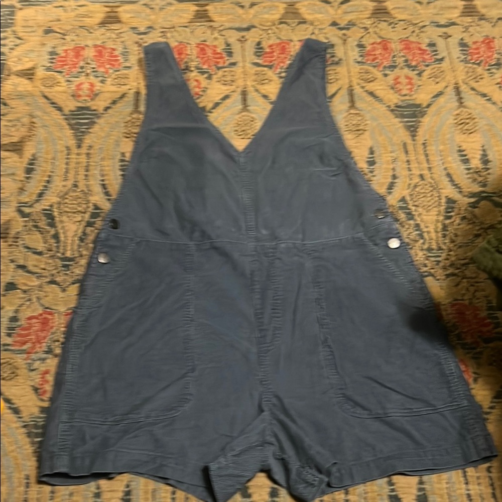 Toad&Co. Blue Scouter Corduroy Romper Overalls Jumpsuit Shorts Large